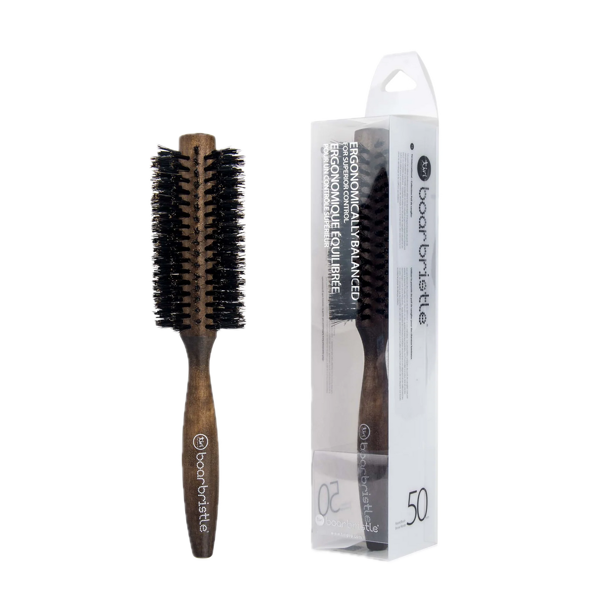 Tiri Pro Small 50mm Round Brush with Premium Boar Bristles