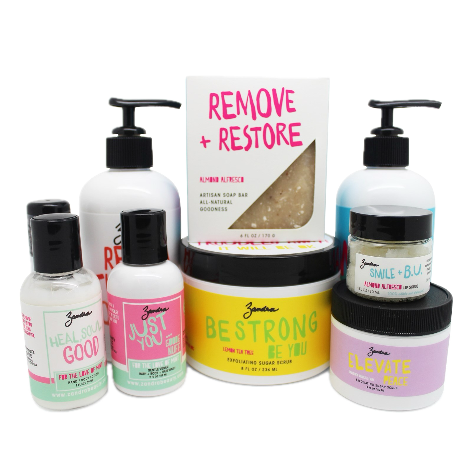 Zandra Beauty Sample Bundle of Body, Skin and Hair Products