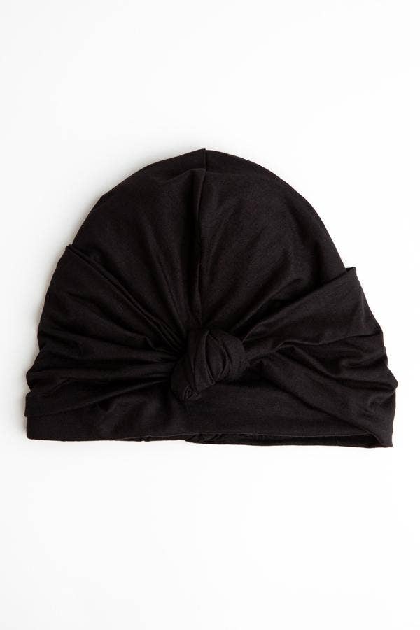 Grace Eleyae | Black Satin-Lined Knot Turban | Black