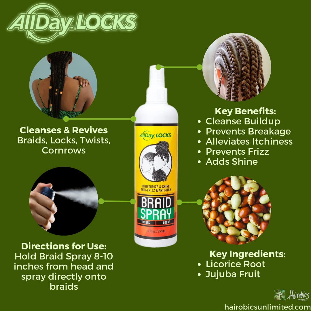 Hairobics | AllDay Locks &amp; Braid Scalp Control Spray | 12oz