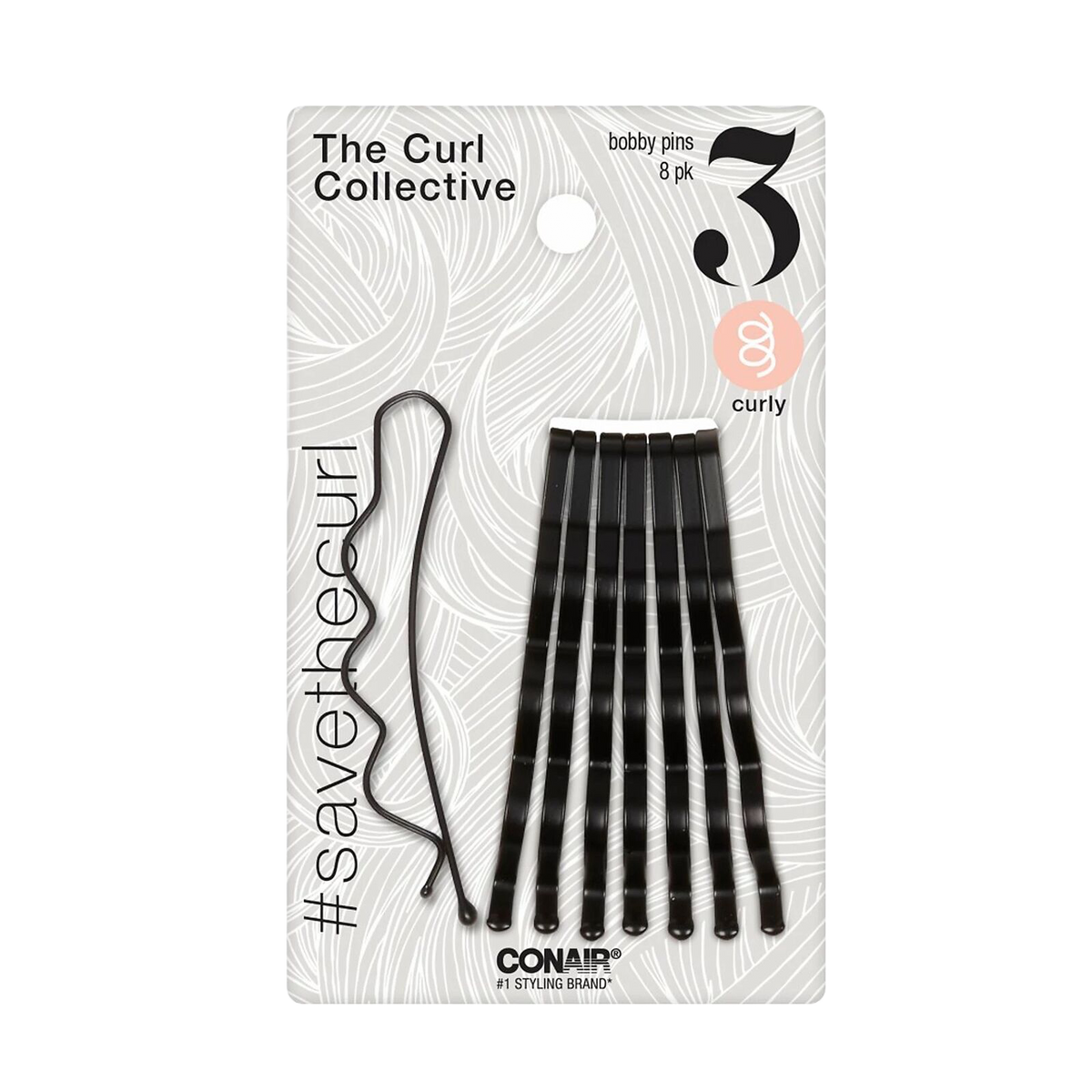Conair Scunci Curl Collective Bobby Pins | Type 3 | Curly Hair | 8 pieces