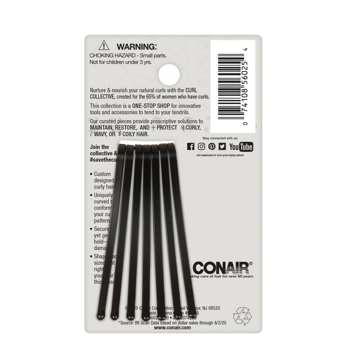 Conair Scunci Curl Collective Bobby Pins | Type 3 | Curly Hair | 8 pieces