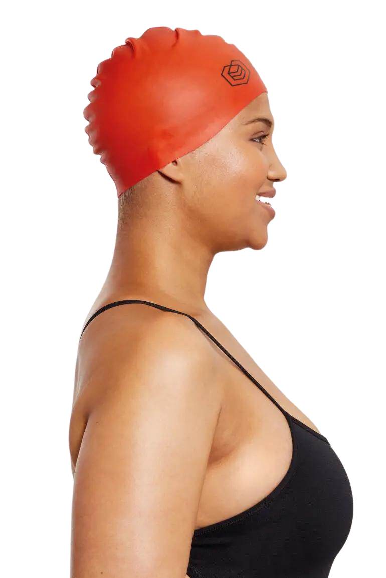 Red top swimming cap